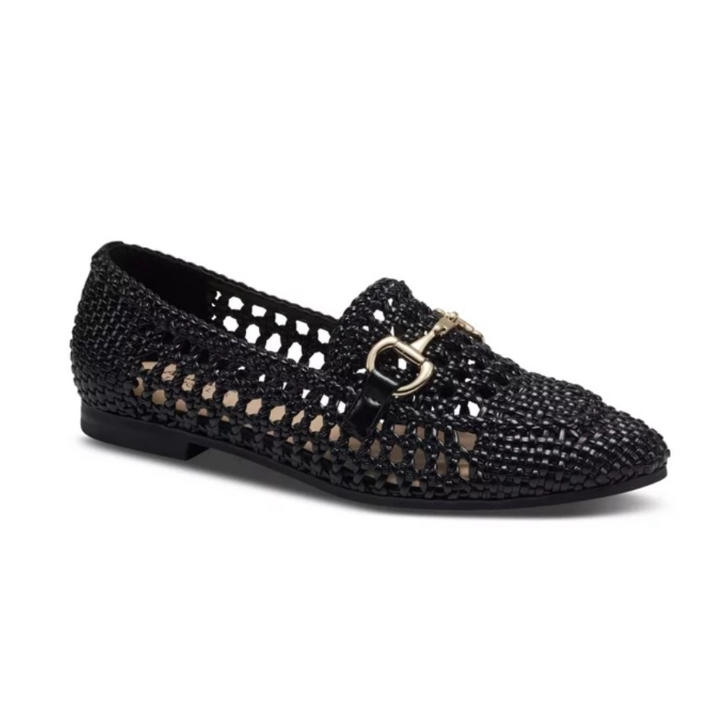 ALFANI Womens Black Woven Gayyle Round Toe Slip On Loafers